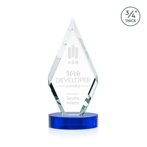 Awards and Plaques - Crystal Trophies - Richmond on Alberton Base Blue Crystal Trophy