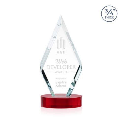 Awards and Plaques - Crystal Trophies - Richmond on Alberton Base Red Crystal Trophy