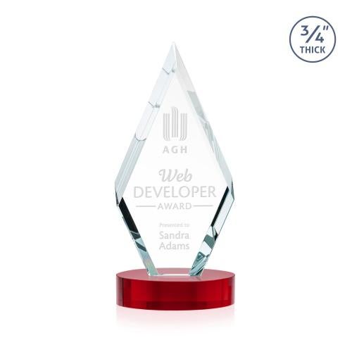 Awards and Plaques - Crystal Trophies - Richmond on Alberton Base Red Crystal Trophy