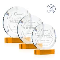 Delarosa on Alberton Base Amber Circle Crystal Trophy - Crystal Trophies