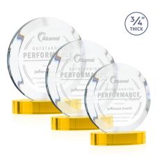Delarosa on Alberton Base Gold Circle Crystal Trophy - Crystal Trophies