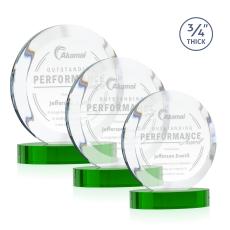 Delarosa on Alberton Base Green Circle Crystal Trophy - Crystal Trophies