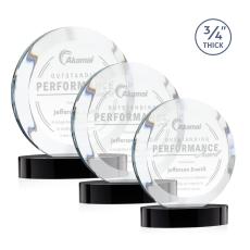 Delarosa on Alberton Base Black Circle Crystal Trophy - Crystal Trophies