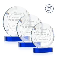 Delarosa on Alberton Base Blue Circle Crystal Trophy - Crystal Trophies