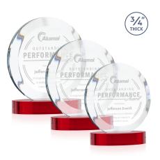 Delarosa on Alberton Base Red Circle Crystal Trophy - Crystal Trophies