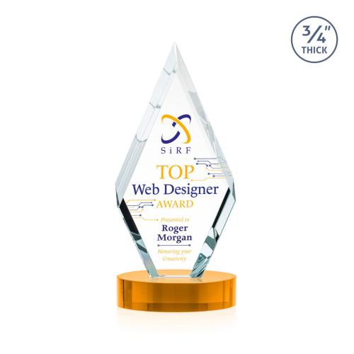 Awards and Plaques - Crystal Trophies - Richmond Full Color on Alberton Base Amber Crystal Trophy