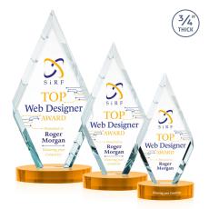 Richmond Full Color on Alberton Base Amber Crystal Trophy - Crystal Trophies