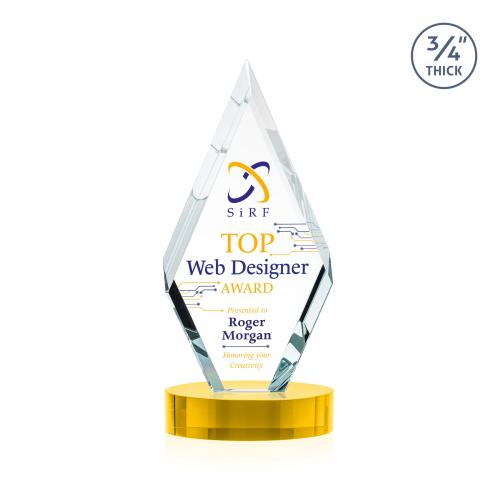 Awards and Plaques - Crystal Trophies - Richmond Full Color on Alberton Base Gold Crystal Trophy