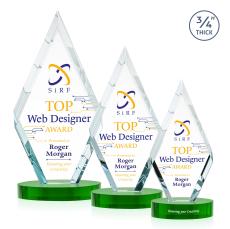 Richmond Full Color on Alberton Base Green Crystal Trophy - Crystal Trophies