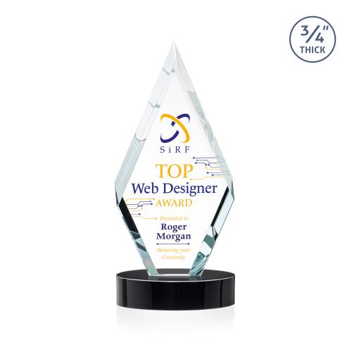 Awards and Plaques - Crystal Trophies - Richmond Full Color on Alberton Base Black Crystal Trophy
