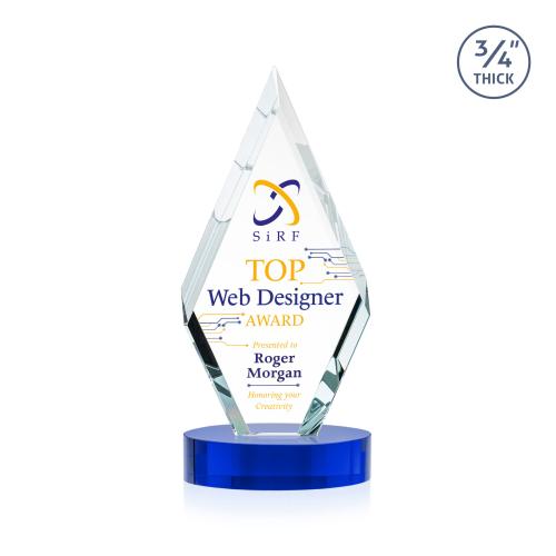 Awards and Plaques - Crystal Trophies - Richmond Full Color on Alberton Base Blue Crystal Trophy