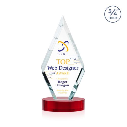 Awards and Plaques - Crystal Trophies - Richmond Full Color on Alberton Base Red Crystal Trophy