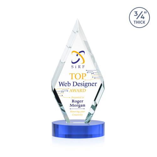 Awards and Plaques - Crystal Trophies - Richmond Full Color on Alberton Base Sky Blue Crystal Trophy