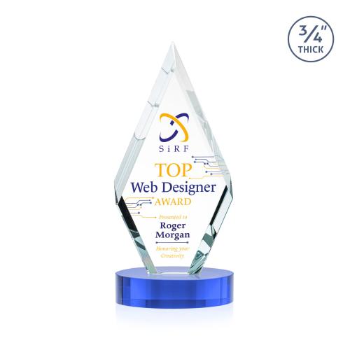 Awards and Plaques - Crystal Trophies - Richmond Full Color on Alberton Base Sky Blue Crystal Trophy