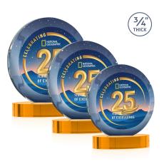 Delarosa Vividprint on Alberton Base Amber Circle Crystal Trophy - Custom Trophies