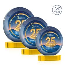 Delarosa Vividprint on Alberton Base Gold Circle Crystal Trophy - Crystal Trophies