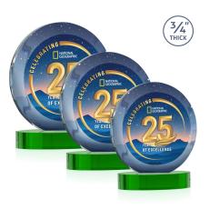 Delarosa Vividprint on Alberton Base Green Circle Crystal Trophy - Crystal Trophies