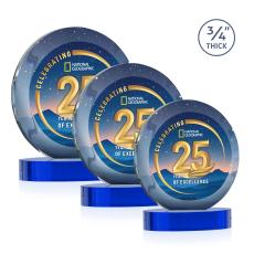 Delarosa Vividprint on Alberton Base Blue Circle Crystal Trophy - Crystal Trophies