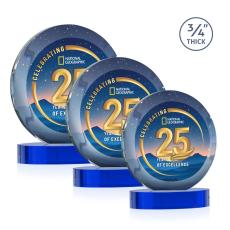Delarosa Vividprint on Alberton Base Blue Circle Crystal Trophy - Crystal Trophies