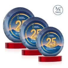 Delarosa Vividprint on Alberton Base Red Circle Crystal Trophy - Crystal Trophies