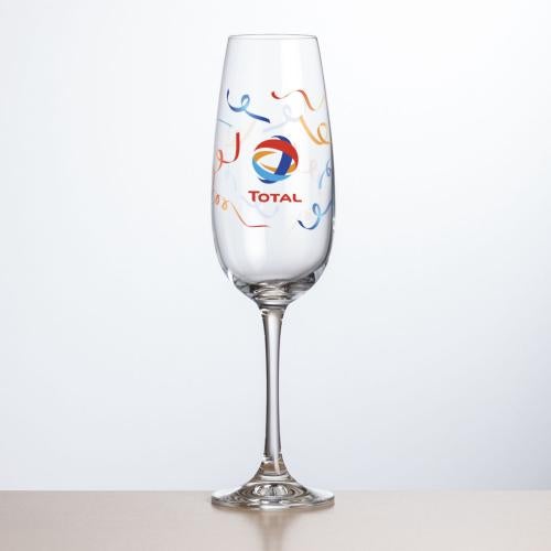 Custom Barware Glasses - Champagne Glasses - Roberson Flute - Full Color