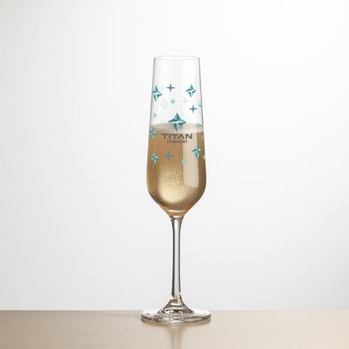 Custom Barware Glasses - Champagne Glasses - Cordero Flute - Full Color