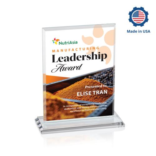 Awards and Plaques - Crystal Trophies - Lorenzo Full Color Rectangle Crystal Trophy