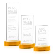 Riggs on Alberton Base Amber Rectangle Crystal Trophy - Crystal Trophies