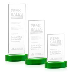 Riggs on Alberton Base Green Rectangle Crystal Trophy - Crystal Trophies