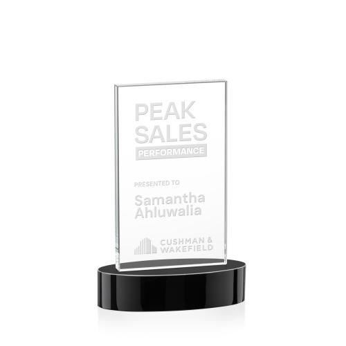 Awards and Plaques - Crystal Trophies - Riggs on Alberton Base Black Rectangle Crystal Trophy