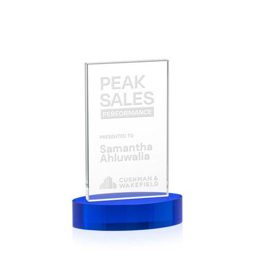 Awards and Plaques - Crystal Trophies - Riggs on Alberton Base Blue Rectangle Crystal Trophy