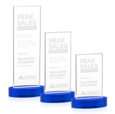 Riggs on Alberton Base Blue Rectangle Crystal Trophy - Crystal Trophies