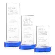 Riggs on Alberton Base Sky Blue Rectangle Crystal Trophy - Crystal Trophies