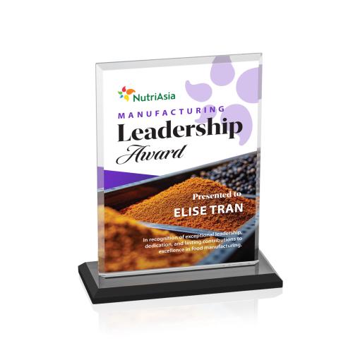 Awards and Plaques - Crystal Trophies - Lorenzo Full Color Black Rectangle Crystal Trophy