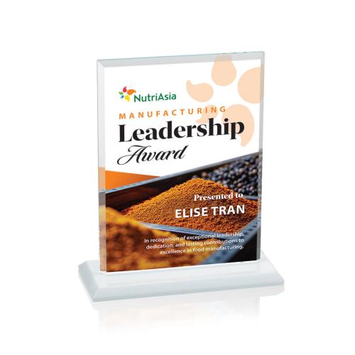 Awards and Plaques - Crystal Trophies - Lorenzo Full Color Fagan Rectangle Crystal Trophy
