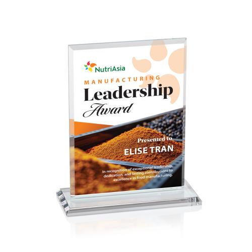 Awards and Plaques - Crystal Trophies - Lorenzo Full Color Clear Rectangle Crystal Trophy