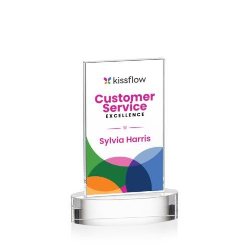 Awards and Plaques - Crystal Trophies - Riggs Full Color on Alberton Base Clear Rectangle Crystal Trophy