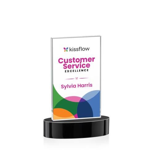Awards and Plaques - Crystal Trophies - Riggs Full Color on Alberton Base Black Rectangle Crystal Trophy
