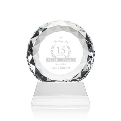 Awards and Plaques - Crystal Trophies - Milton on Helton Base Clear Circle Crystal Trophy