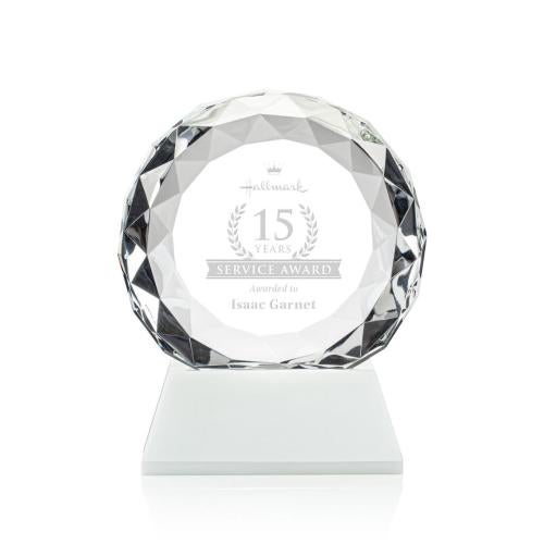 Awards and Plaques - Crystal Trophies - Milton on Helton Base Fagan Circle Crystal Trophy
