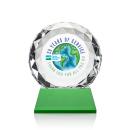 Milton Full Color on Helton Base Green Circle Crystal Trophy