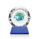 Milton Full Color on Helton Base Blue Circle Crystal Trophy