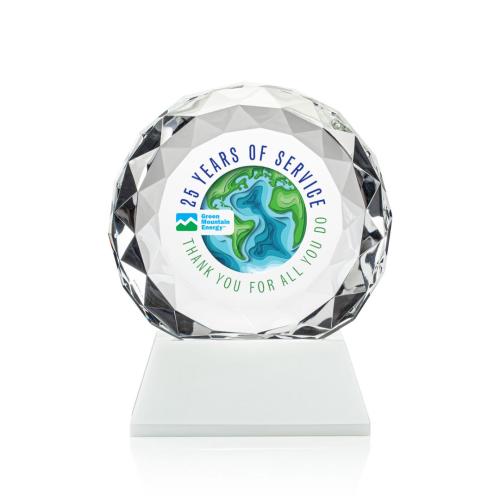 Awards and Plaques - Crystal Trophies - Milton Full Color on Helton Base Fagan Circle Crystal Trophy