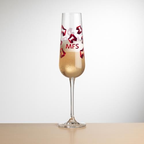 Custom Barware Glasses - Champagne Glasses - Cooley Flute - Full Color