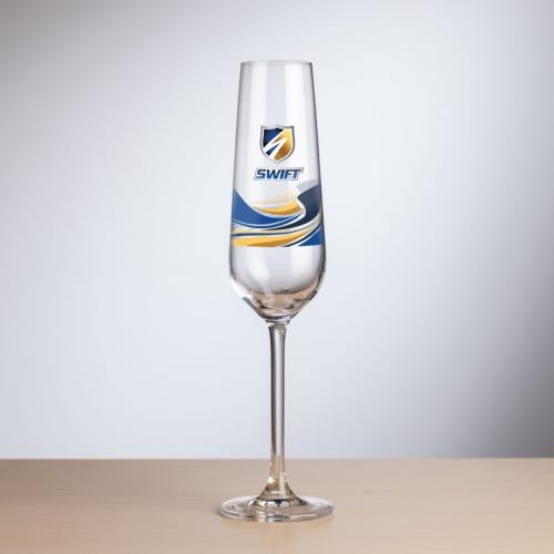Custom Barware Glasses - Champagne Glasses - Eaton Flute - Full Color