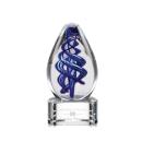 Sexton on Half Round Base Clear Tear Drop Glass Trophy