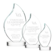 Teague on Alberton Base Clear Flame Crystal Trophy - Crystal Trophies