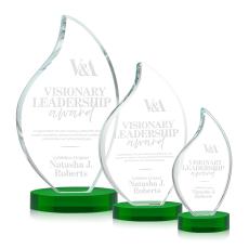 Teague on Alberton Base Green Flame Crystal Trophy - Crystal Trophies