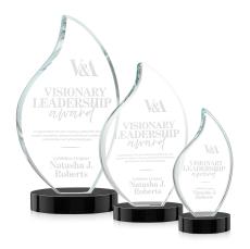 Teague on Alberton Base Black Flame Crystal Trophy - Crystal Trophies