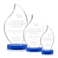 Teague on Alberton Base Blue Flame Crystal Trophy - Crystal Trophies